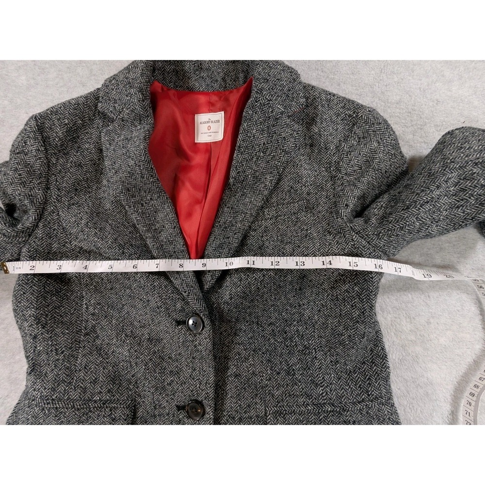 Gap Blazer Womens 0 The Academy Blazer Classic Herringbone Wool Silk Gray - Picture 7 of 8